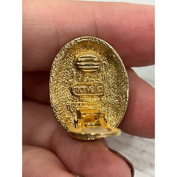 Vintage Marvella Gold Tone Faux Pearl Round Button Clip On Earrings - Picture 5 of 8